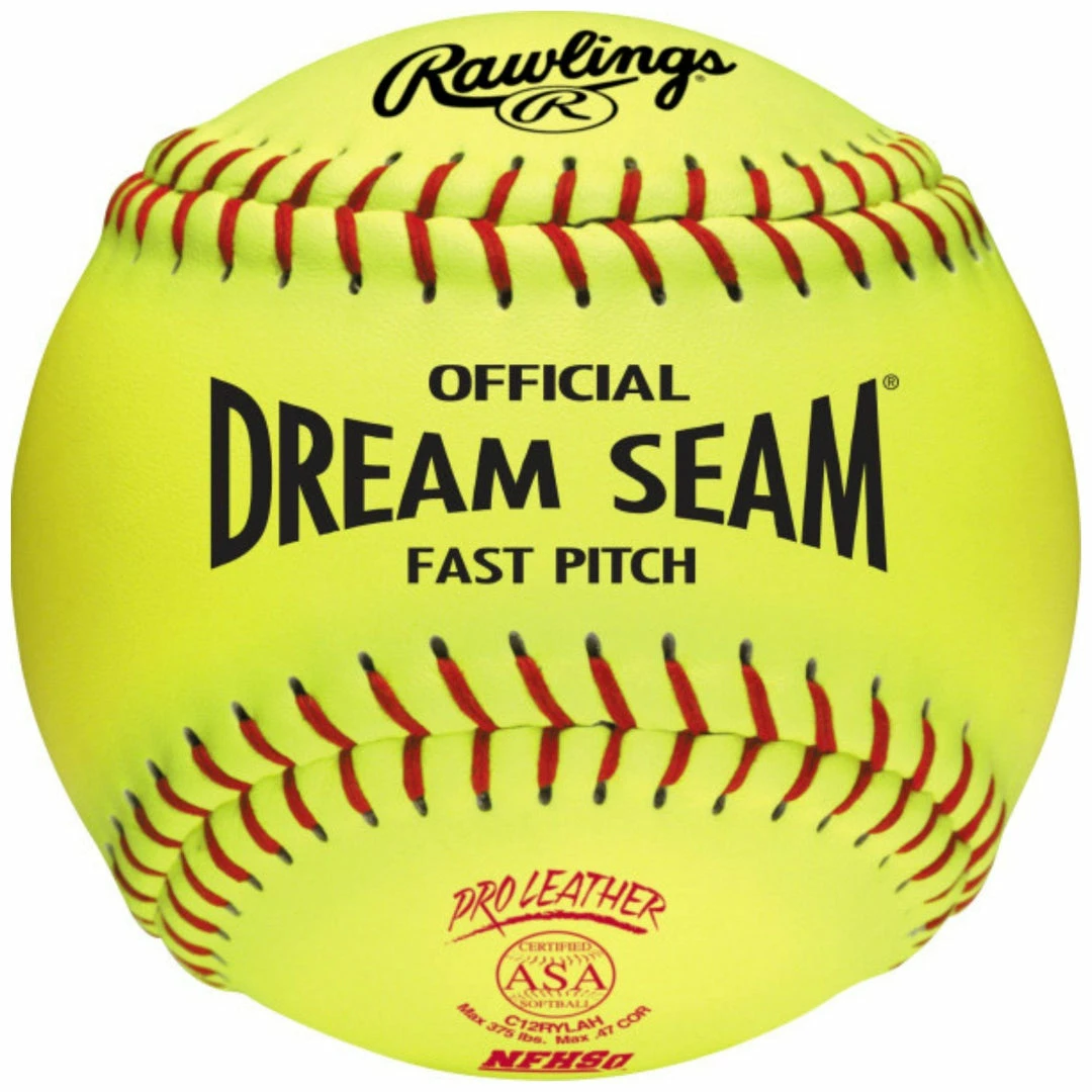 Fastpitch Softballs Rawlings Dream Seam Fastpitch Softball 12" ASA-NFHS - One Dozen C12RYLAH