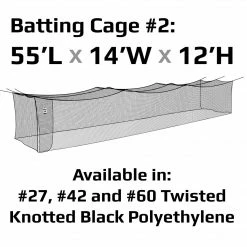JUGS #2 Cage Twisted Knotted Polyethylene #27 Net 55 X 14 X 12: N2110 Batting Cages