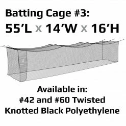 Batting Cages JUGS #3 Cage Twisted Knotted Polyethylene #60 Net 55 X 14 X 16: N3005