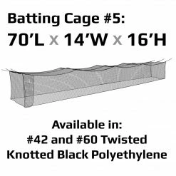 Batting Cages JUGS #5 Cage Twisted Knotted Polyethylene #60 Net 70 X 14 X 16: N5005